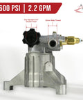 AR 2600 PSI Pressure Washer Water Pump Replacement For Troy Bilt 020568 020568-00 With 2.2 GPM Flow
