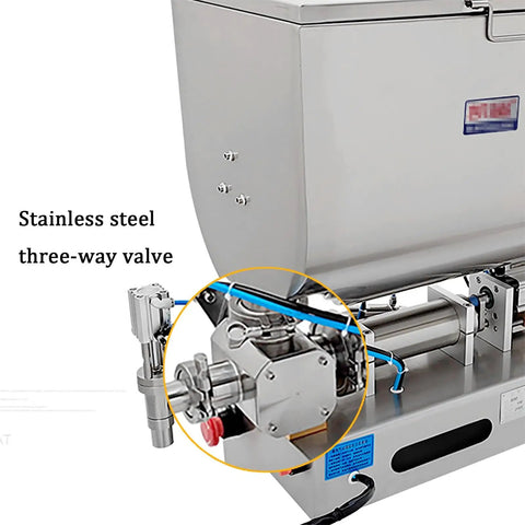 Stainless steel three-way valve of the Straight Up Heavy Duty Stainless Steel Paste Filling Mixer Machine.