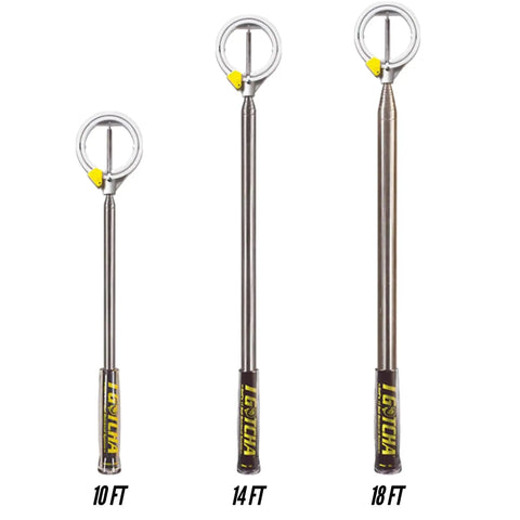 Three Compact Stainless Steel Golf Ball Retrievers with 10-Foot Length and 14-Foot Reach, collapsible and ultra lightweight design