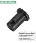 Beefy 4 Pack Single Hole Clevis Pins M10x16mm Carbon Steel Flat Head for Mechanical Linkage Fixed Parts Ship Rigging and Link Hinge Systems Reusable Heavy Duty Fasteners for Agriculture Aviation and Construction, carbon steel close-up