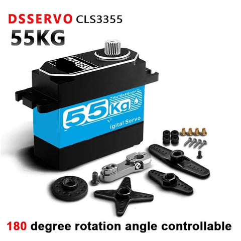 Real Badass 55Kg High Torque Waterproof Servo Motor Featuring Full Metal Gears And Coreless Hv Build Made Tough For Rc Crawlers Boats And Rock Crawling Mods Dc 5 To 8.4 Volt with gears and accessories.