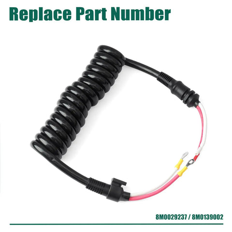 8M0029237 Curly Cable Replacement For MotorGuide Xi3 And Xi5 Trolling Motors coiled black wire with connectors for easy boat installation.