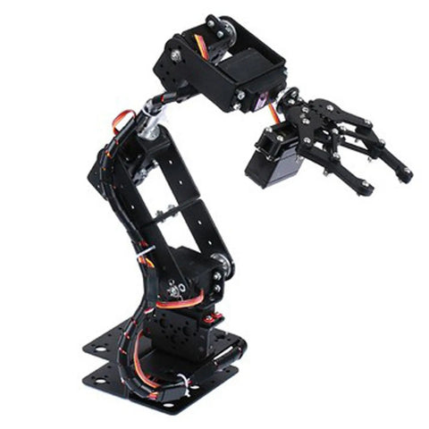 Fabater 6DOF Mechanical Arm Robot Manipulator With 6 Servo Motors High Precision Gripper showing articulated metal structure for educational projects.