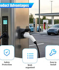 Rock Solid Wall Mount EV Charging Cord Holster Built With Hella Durable Nylon SAE J1772 Cable mounted next to an EV charging station.