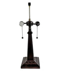 Base of Vintage Tiffany Style Table Lamp With Stained Glass Shade 23 Inch Nightstand Light For Living Room Warm Brown Glass