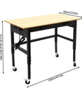 Heavy Duty Rolling Workbench Adjustable Height Rock Solid Steel Base Durable Hardwood Top Smooth Glide Casters Tool Cart For Garage Workshop Home Flex Setup with adjustable height and smooth wheels.
