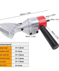 Heavy Duty Metal Shear Drill Attachment That Knocks Out Iron Aluminum Or Stainless Steel Sheets With CRV Steel Blade and smooth handle.