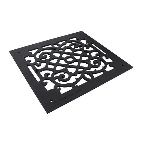 Victorian Style Ornate Air Grille For 12 By 14 Opening Heavy Duty Cast Aluminum Walkable Floor And Wall Vent Cover Black Rust Resistant Finish