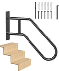 Top Tier U Shaped Handrail For Outdoor Steps And Indoor Stairs Wall Mounted Galvanized Steel Porch Deck Grab Bar with 3 stair steps