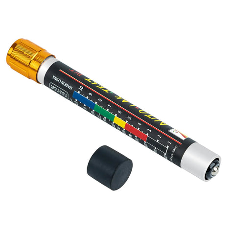 Paint Thickness Tester Meter Gauge For Cars, Magnetic Coating Tester, shown with colorful scale and magnetic tip