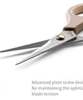 Ultra Sharp Precision Craft Scissors With Stainless Steel Blades And Non Slip TPR Handles, Scrapbooking Scissors For Adults And Kids With Safety Cap, Ideal For Home Office School Milk Tea Color, close-up blades