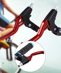 Lightweight Aluminum Bike Brake Levers Set For Road And Mountain Biking, Durable Alloy Brake Handles, red levers close-up