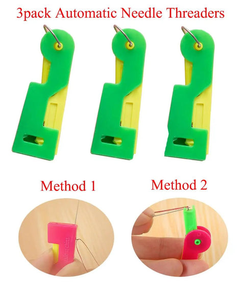 3 Pack Automatic Needle Threaders For Sewing Machines Easy No Fuss Threading Tool Durable Plastic Green