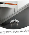 Heavy Duty Adjustable Furniture Levelers And Metal Screw Feet With Grippy Rubber Pads To Fix Wobbly Cabinets Tables Chairs And Dressers Zero Sweat Quick Install silver leveler feet on a dark surface, showcasing design and material.