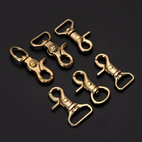 WUTA solid brass trigger snap hooks with swivels (6) for straps and bags, leathercraft hardware