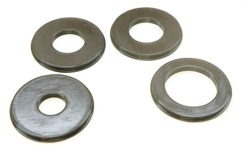 Four Piece Router Table Insert Ring Set Featuring Rock Solid 3.1 Inch Outer Diameter with inner sizes 1, 1.35, 1.5, and 2 inches.