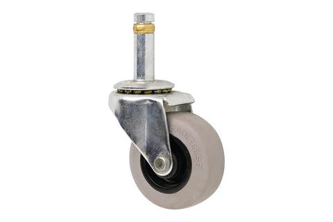 Heavy Duty 2 Inch Swivel Stem Caster With Soft TPR Rubber Wheel Seven Sixteenth Inch Stem Non Marking Gray Tread Ribbed Wheel
