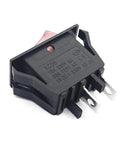 Heavy Duty Rocker Switch Replacement For Bench Grinders compatible with Ryobi BGH615, featuring a black plastic housing and pronged connectors.