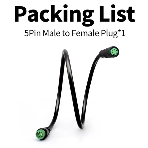 Waterproof Ebike Extension Cable 5 Pin Male To Female Signal Line For Electric Bicycle Hub Motor And Mid Drive Conversion Kits Includes Throttle PAS Display Light Shift Sensor IP66 80cm
