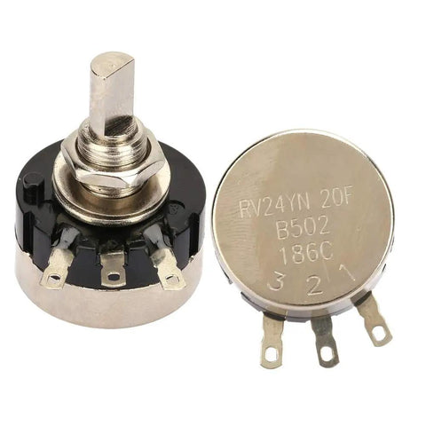 5K Carbon Film Potentiometer Rotary Wire Potentiometer With High Precision And Low Temperature Drift, top and bottom view