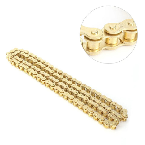 Heavy Duty 48 Link 420 Drive Chain For Off Road Motorcycles, Rugged Engine Chain For Rough Terrain, close-up detail view