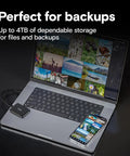 Laptop with 1TB Portable SSD With Blazing 1050 MB Per Second Transfer USB C 3 Point 2 Gen External Solid State Drive For Windows Mac Android Ready For Gaming Quick Backups And Fast File Transfers On The Go