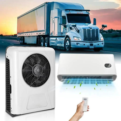 12V Truck Air Conditioner 8000 BTU Parking Split Mini AC Unit For Semi Trucks Trailers Sleep Cab DC Inverter With Brushless Motor