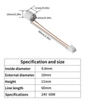 Angled side view of FYSETC K1 Max replacement hot end with ceramic heater, 24V 60W, 60mm cable, white 2-pin connector