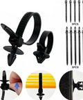 Kia Rio IV Bumper Clip Kit 1450Pcs Beefy Heavy Duty Push Type Retainers For Door Panels And Upholstery, Durable Plastic And Metal Fasteners, Easy Removal Tool Included For 2020-2024 Sedan black push-type clips with 7.6mm and 9.8mm sizes