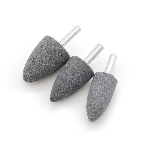 18 Piece Two Shape Head Mounted Stone Point Abrasive Grinding Wheel Bits Set With One Quarter Inch Six Millimeter Mandrel For Rotary