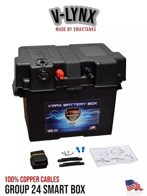 Solid State Group 24 Smart Battery Box With Led Voltage Display And Dual Usb C Pd Ports Plug And Play Protective Case For LifePo4 Agm Gel Marine Batteries Dead Simple For Trolling Motors And Off Grid Backup, with accessories.