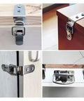 Heavy Duty Toggle Latch Clamp Set 20 Pack Duck Mouth Buckle Hooks on cabinets and doors, showcasing different installation angles
