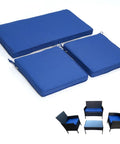 3 Pack Outdoor Patio Replacement Cushions For 4 Piece Wicker Rattan Set Includes Loveseat And Chair Cushions High Elastic Sponge Waterproof And Fade Resistant Navy 36x18x2 And 18x18x2 Inches