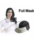 Woman holding Foil Fencing Mask With Removable Lining For Easy Cleaning And Sweat Odor Removal Lightweight Stainless Mesh Helmet