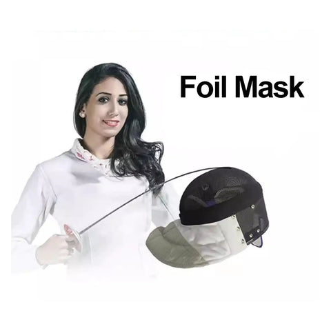 Woman holding Foil Fencing Mask With Removable Lining For Easy Cleaning And Sweat Odor Removal Lightweight Stainless Mesh Helmet