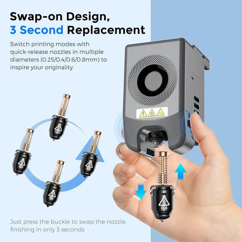 Swap-on nozzle design with 3-second replacement for Adventurer 5M Nozzle Assembly with 32mm3 high flow copper steel set for AD5M Pro