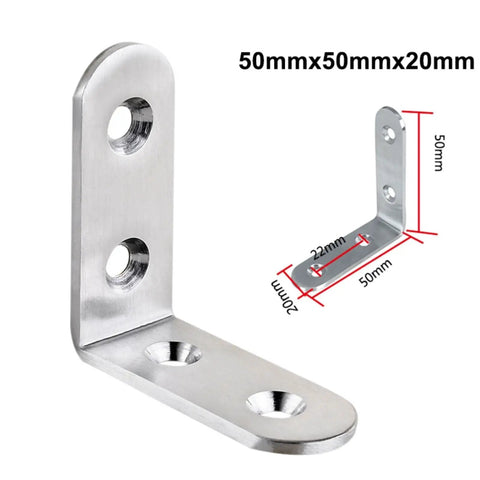 Rock Solid Stainless Steel L Brackets Corner Connectors Pack Of Fifty For Wood Projects DIY Furniture Building Heavy Duty right angle support 50mm.