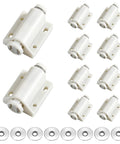 10 Pack Magnetic Touch Latch Set For Push To Open Cabinet Doors, handle-free cabinet catches, white