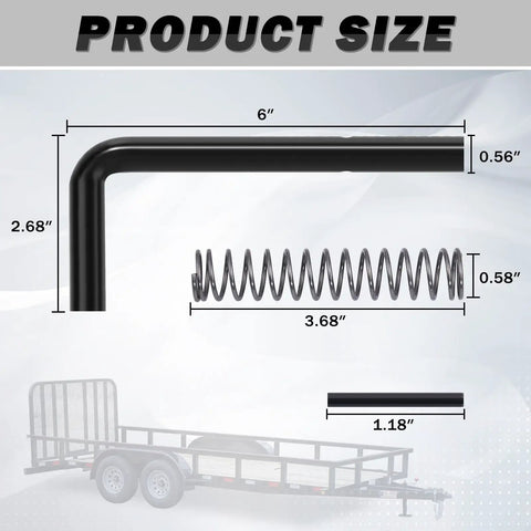 Heavy Duty Trailer Gate Spring Latch Kit With Extra Pins 2 Pack For Carry On And Utility Trailers includes components and dimensions