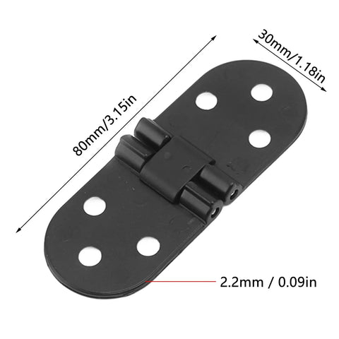 Heavy Duty 4 Pack 180 Degree Solid Hinge In Black Round Edge Zinc Alloy 80x30x2.2mm for folding tables and cabinets
