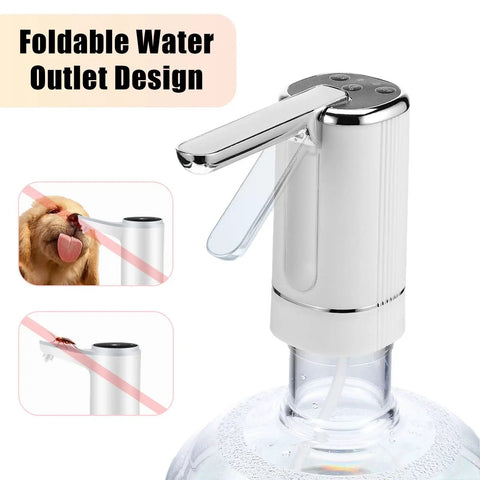 On The Go 5 Gallon Water Dispenser Pump with USB Type C Charging Foldable Spout No Mess One Touch Operation