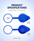 Two Pack Pro Grade Washer Fluid Cap for Ford Focus and Transit Connect, 1:1 Fit, Blue Waterproof Dustproof Cap, shown open and closed