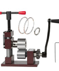 Kickass Ring And Bracelet Press Bender Machine With Adjustable Rolling Mill And Flat Bending Tool Spoon Forming Jig Metal Shaping Set For Crafty Jewelers No Fuss Setup Slick Results with rings and handle