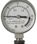 Front view of Presto 85-729 pressure canner steam gauge; round dial with psi and kg/cm² scales