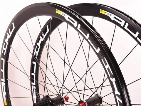Road Bike Wheelset 700C With Carbon Fiber Hubs, Dope Double Wall Alloy Rims, Front And Rear Sealed Bearing CV Brake, Quick Release