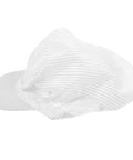 Anti Static Mesh Work Cap Keeps Your Crown Clean And Airy On The Floor Dust Resistant Beard Net For Food Plants Electronics Shops And Cleanrooms Straight Up Dependable Shop Wear - White striped breathable cap with open weave.