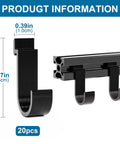 2020 Series Mini Hanging Hooks For European Standard Aluminum Extrusion, 20 Pcs T Slot Accessories shown with measurements