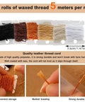 6 rolls of waxed thread for Leather Sewing Kit For Upholstery And Home Projects Heavy Duty Needle And Thread Set Includes Threaders.