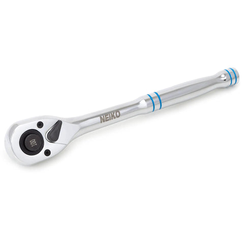Half Inch Ratchet Wrench With 100 Tooth Reversible Gear, 3.6 Degree Quick Release Half Inch Drive, Ten Inch Long Handle, Oval Head Socket Wrench, CRV Steel Durable Hand Tool For Heavy Duty.