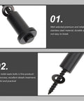 Close-up of black stainless steel bolts for toilet seats, featuring durable and reliable construction with installation details.